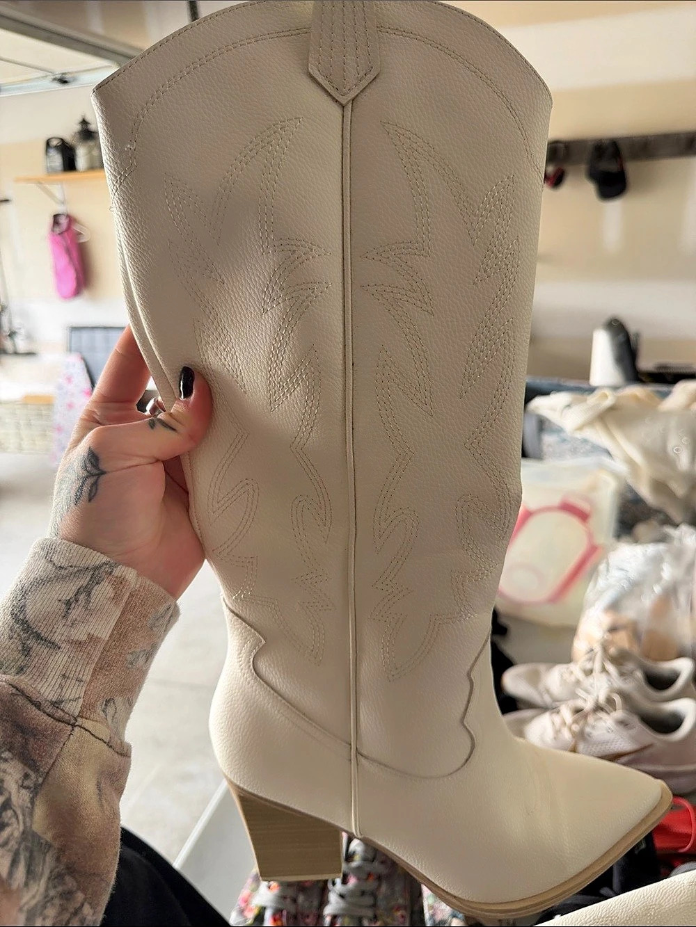 Altar'd State Kaitlynn Western Boot Western Over-the-Knee Boots Cream US 9 Like - Picture 3 of 4